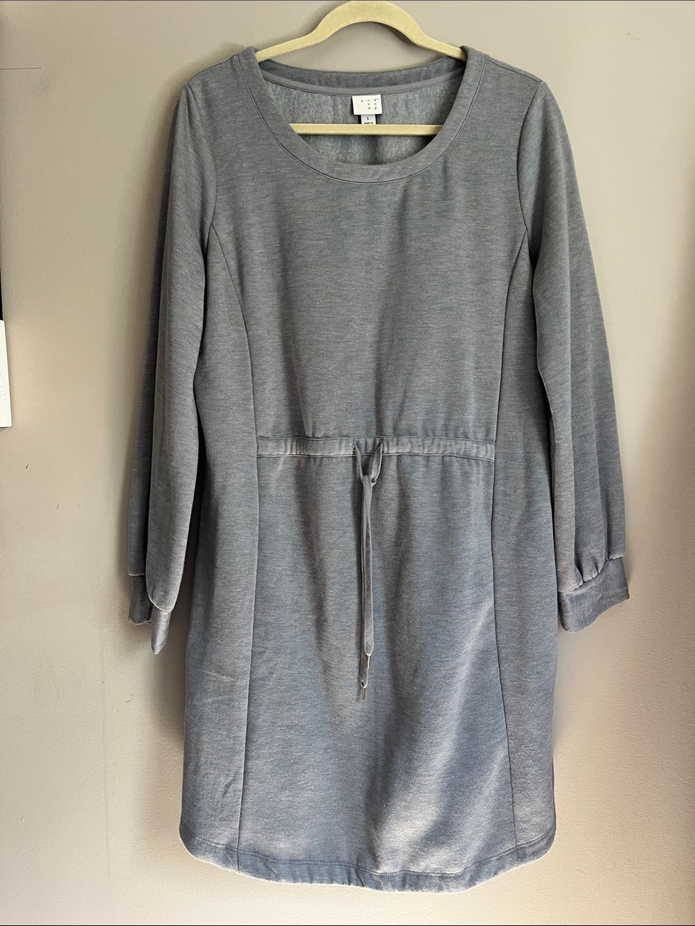 A New Day Long Sleeve Fleece-Lined Sweatshirt Dress in heather gray size large